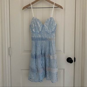 Boohoo Sky Blue Lace Dress
